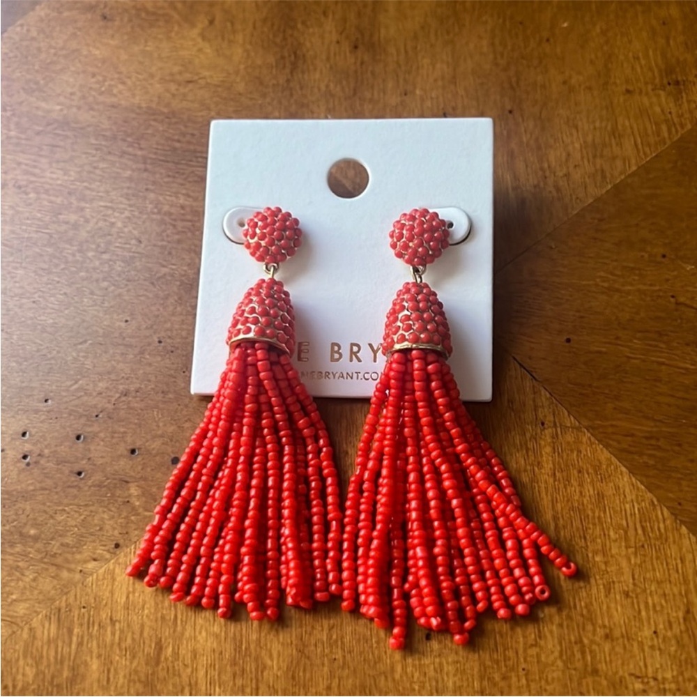 Orange 🍊 Beaded Tassel Earrings